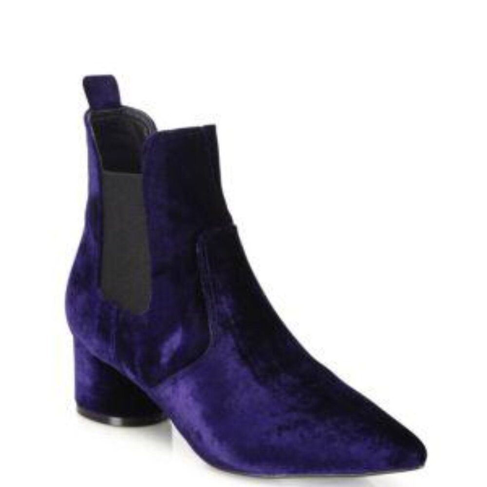 Kendall + Kylie | Retro Blue Velvet Logan Circle Heel Chelsea Boots NEW